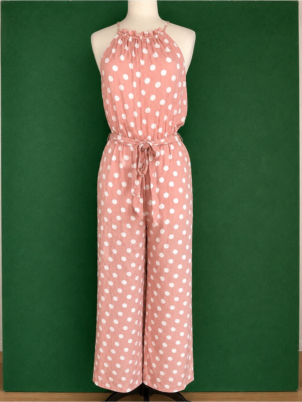 Sugarlips Pink Polka Dot Halter Jumpsuit